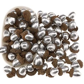Gresorth 50pcs Fake Silver Acorn Decor Artificial Acorns DIY Craft Material Party Festival Christmas Fruit Decoration
