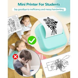 WCZ Sticker Maker M02X Mini Sticker Printer Bluetooth Mini Portable Thermal Printer Inkless Pocket Photo Printer Come with 3 Rolls Paper for Study Notes,Memories,Photo,Receipt, Gift