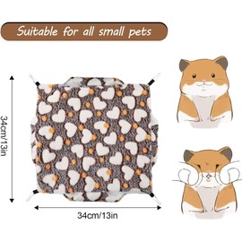 ZYEKIU Guinea Pig Hammock, Double Layer Ferret Hammock for Pet Cages, Hamsters, Soft Warm Cat Hammock, Small Animals Hanging Bed for Hamsters, Chinchillas Ferrets (Coffee)