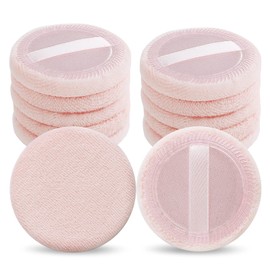 WLLHYF 12PCS Makeup Powder Puffs Pink Cotton Powder Puffs Round Powder Puff for Makeup Face Powder Velour Puffs for Loose Powder Washable (pink)