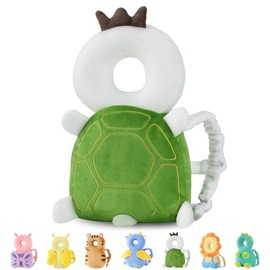 JunNeng Mochila con protector de cabeza para bebé, protección contra caídas para caminar del bebé, tortuga verde
