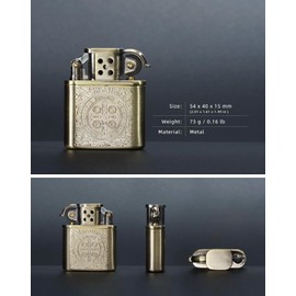 Constantine Antique Style Lighter, Vintage Bronzy Carved Lift Arm Petrol Kerosene St Benedict Metal Lighter for Collect Men, Dad, Husband Gift (Sold Without Petrol)