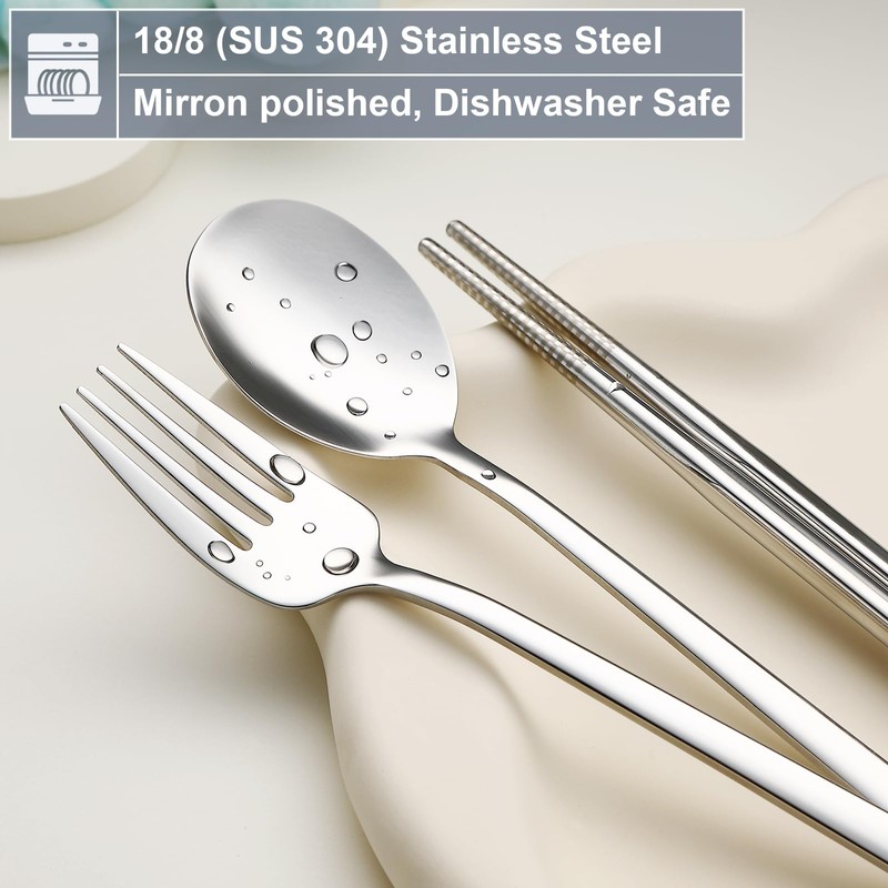 DEVICO Utensils for Lunch Box, Portabl Korean Chopsticks Fork and