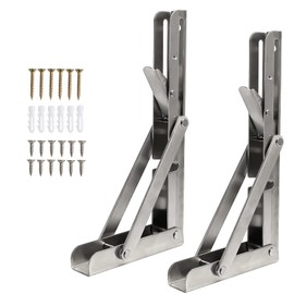 JESUS - 2pcs soporte plegable de 12 pulgadas,soporte plegable para estante,Acero Inoxidable con Resorte,Duradero y Estable,para Hogar, Oficina, Hospital, Supermercado, Carga Máxima de 330 libras