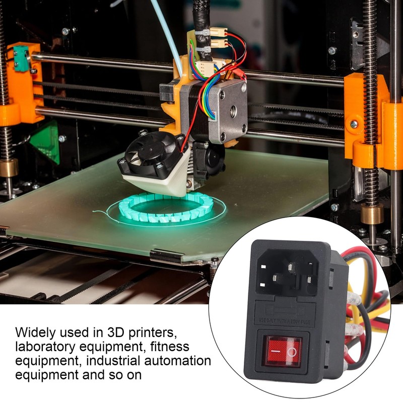 4PCS AC250V 10A Rocker Switch, 3 Pins Inlet Power Socket