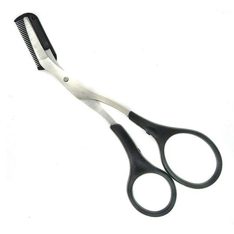 1 x Professional Stainless Steel Eyebrow Grooming Scissors with Plastic