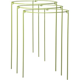 YEOAUM Peony Cages and Plant Supports - 4.2mm Heavy Duty Rust-Proof Metal Plant Stakes, Adjustable Tomato Cage, Monstera Trellis for Indoor/Outdoor Plants - 10" W x 17" H, 3-Pack(Mint Green)