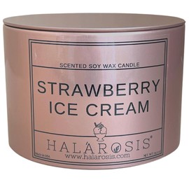 Halarosis Zen Collection - Aromatic Strawberry Ice Cream Candle - Scented Candle Unique Gift - Natural Soy Wax - Scrumptious Sweet Strawberry Scent - Long-Lasting Fragrance Experience