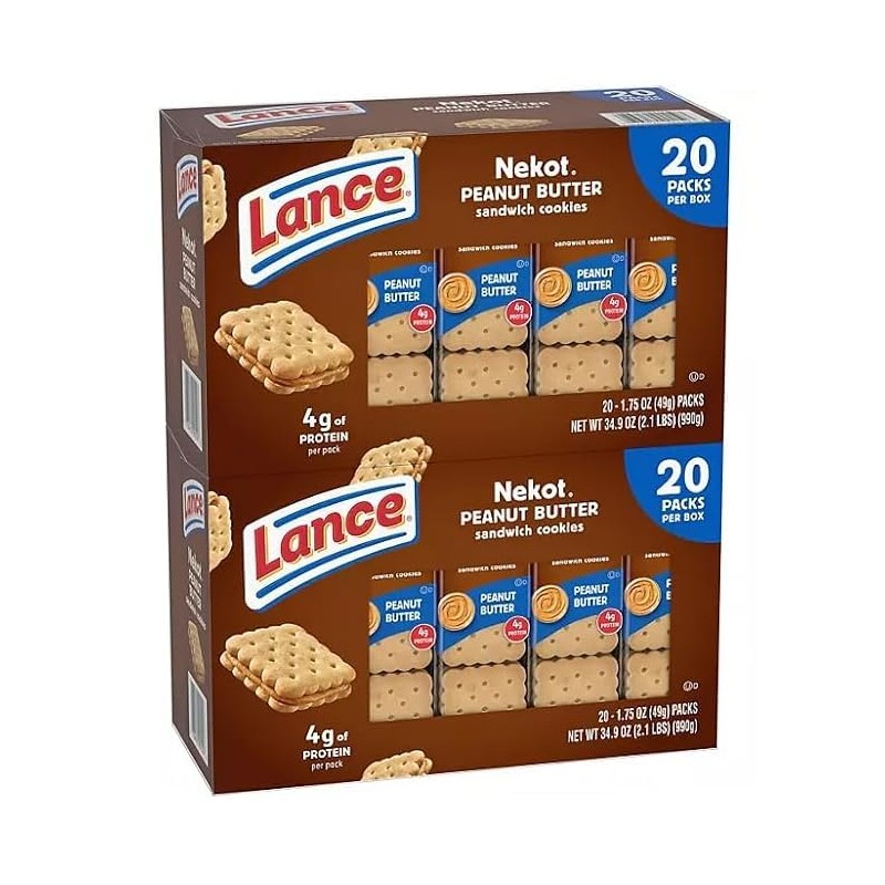 Lance Nekot Peanut Butter Sandwich Cookies, 1.75 oz., 40 pack.