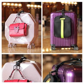 J Hook Luggage Strap Add a Bag Hook Hanger Strap, Adjustable attaches Briefcase Together (Black-Normal Size)