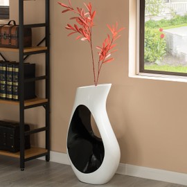 Modern Floor vase, White Unique Trumpet Floor Vase, Home Interior Decoration, Modern Floor Vase, Tall Floor Vases for Entryway and Living Room and Office 24" Tall