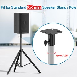 Metal Speaker Stand Mounting Plate for Standard 35mm Speaker Pole or Tripod Speaker Stand - 35mm Speaker Adapter Bracket for Pro Audio DJ/PA Speaker Stand Adapter