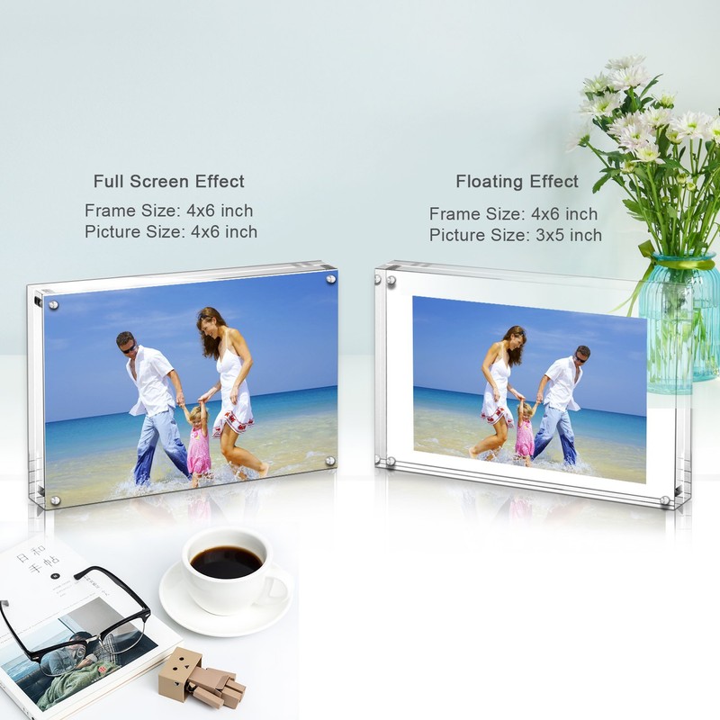 AMEITECH Acrylic Picture Frames 3 Pack, 4x6'' Clear Double Sided