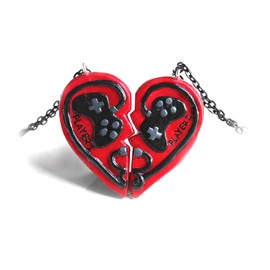 Couples Necklace Player 1 Player 2 Gamer Gift | Friendship Necklace for 2 for Men and Women