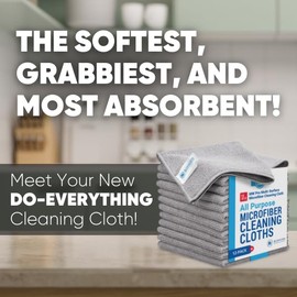 12" x 12" MW Pro Multi-Surface Microfiber Cleaning Cloths | Gray - 12 Pack | Premium Microfiber Towels for Cleaning Glass, Kitchens, Bathrooms, Automotive, Supplies & Products