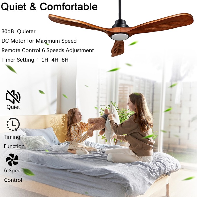 ducrew 52” ceiling fan with light with remote control ceiling