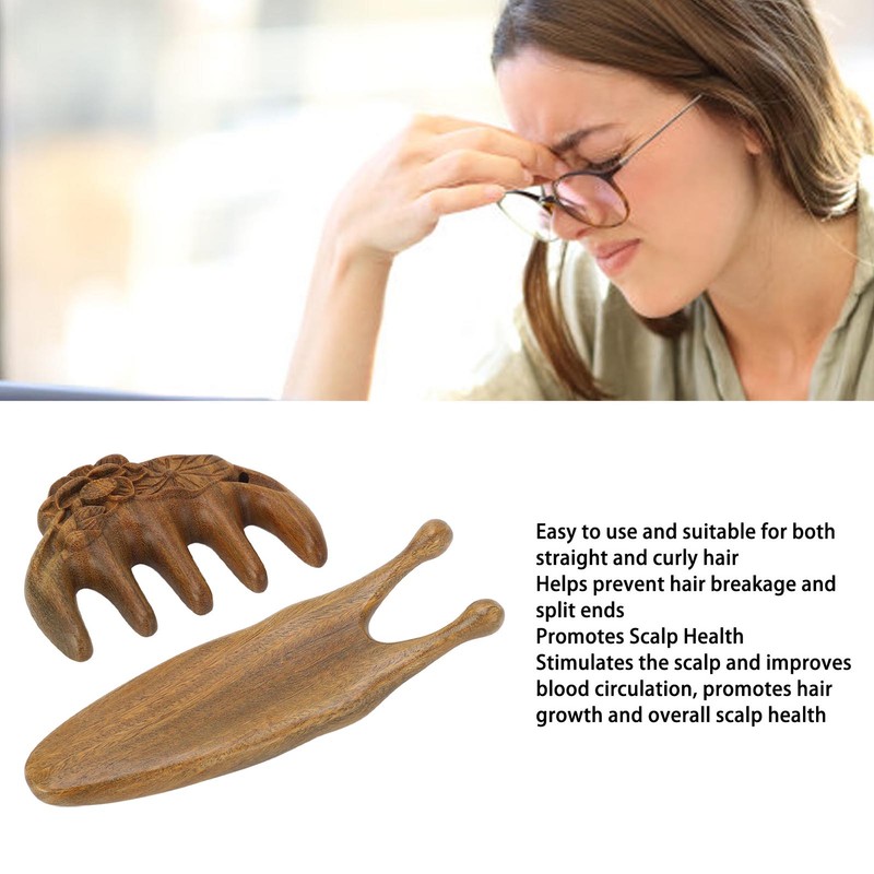 Sandalwood Nose Guasha Massage Tool Five Tooth Scalp Meridians Scraping