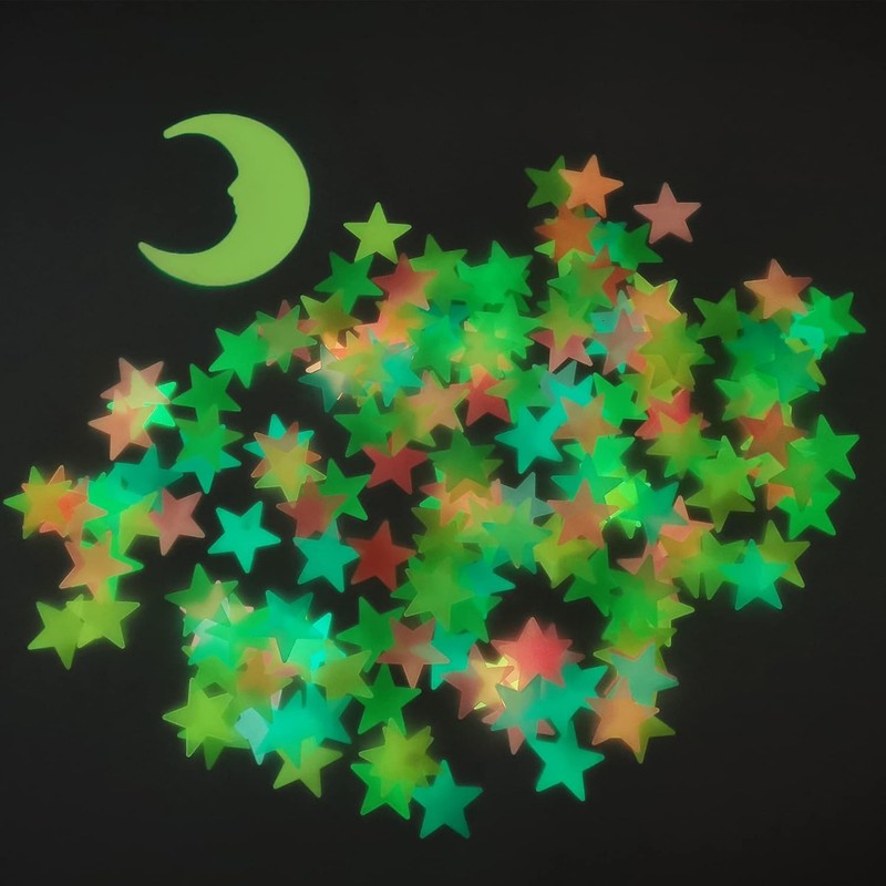 Fokmuaex 52pcs Glow-in-The-Dark Stars and Moon Wall Stickers for Kids