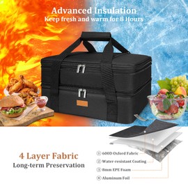 Vuudh Expandable Casserole Carrier Bag - Double Decker Food Bag, Insulated Casserole Carrier for Hot or Cold Food, Lasagna Holder Tote for Picnics,Beaches,Traveling or Gifts