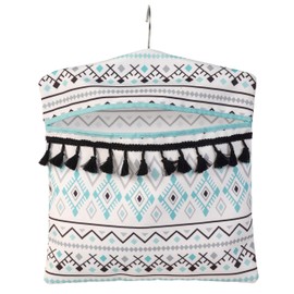 Beldray LA081551FEU7 Peg Bag – Hang On The Line Washing Clothespin Sack, Storage For Laundry Pins, Hold Up To 50 Pegs, Hanger Hook For Clothesline, Aztec Print Fabric, Lightweight, Reusable