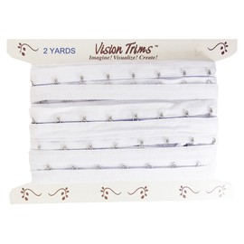 SEW TRENDS 2 Yards Pair Hook and Eye Trim- 1 SPACING- Silver Metal On White Cotton Tape Ribbon Edging Cordage for Corset Sewing Quilting Renaissance Bridal Costumes Home 45-WH-1-2Y, 34 Spacing