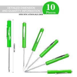 TASAN RACING 10Pcs Mini Tops and Pocket Clips Pocket Screwdriver Strong Magnetic Slotted Screwdriver Green 3mm