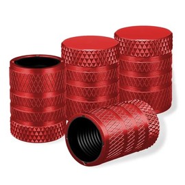 Tire Valve Stem Cap, 4 Pcs Universal Anodized Aluminum Car Tire Stem Covers for SUV Cars Bike Motorcycles Trucks, Red