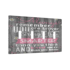 Gray Rustic Motivational Inspirational Quotes Wooden Plank 4 Gang Light Switch Plate Cover Quad Toggle Wall Plate Electrical Faceplate Decorative Switchplate for Bathroom Kitchen Bedroom Decor