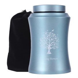 Tree of Life Urns for Human Ashes - Cremation Urns Adult for Funeral, Burial or Home - Cross Urns for Ashes Men Women - Decorative Urn for Ashes Male Female (220 cubic inches, Blue(Tree))