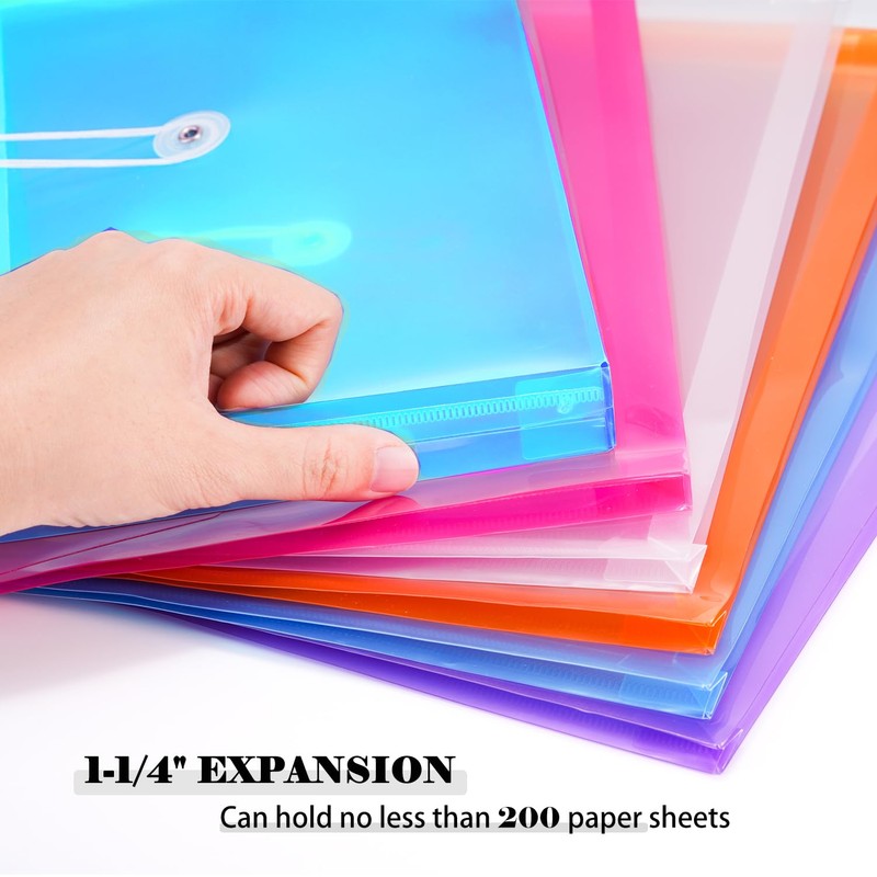 Legal Size Plastic Envelopes with String Tie Closure, 1-1/4" Expansion