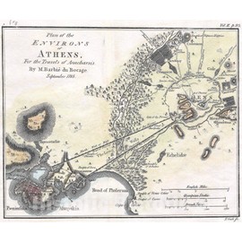Historic Map : Bocage Map of The City of Athens in Ancient Greece, 1784, Vintage Wall Art : 30in x 24in