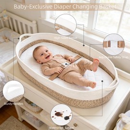 JVEOO Baby Changing Basket with Diaper Changing Pad Breathable Waterproof