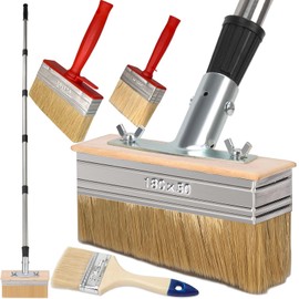 Deck Stain Brush with Long Handle 7 Inch Deck Stain Applicator with 59IN Extension Pole Paint Brushes for Wood 4" 5" Deck Brush for Walls Quick Decking Fence Furniture