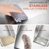Wooaidagg Covered Stainless Steel Cat Litter Box with Odor Control,