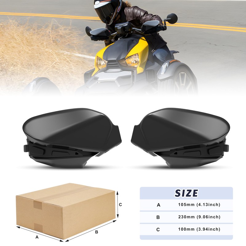 LDETXY Wind Deflectors for Can Am Ryker, Black Plastic Handguards