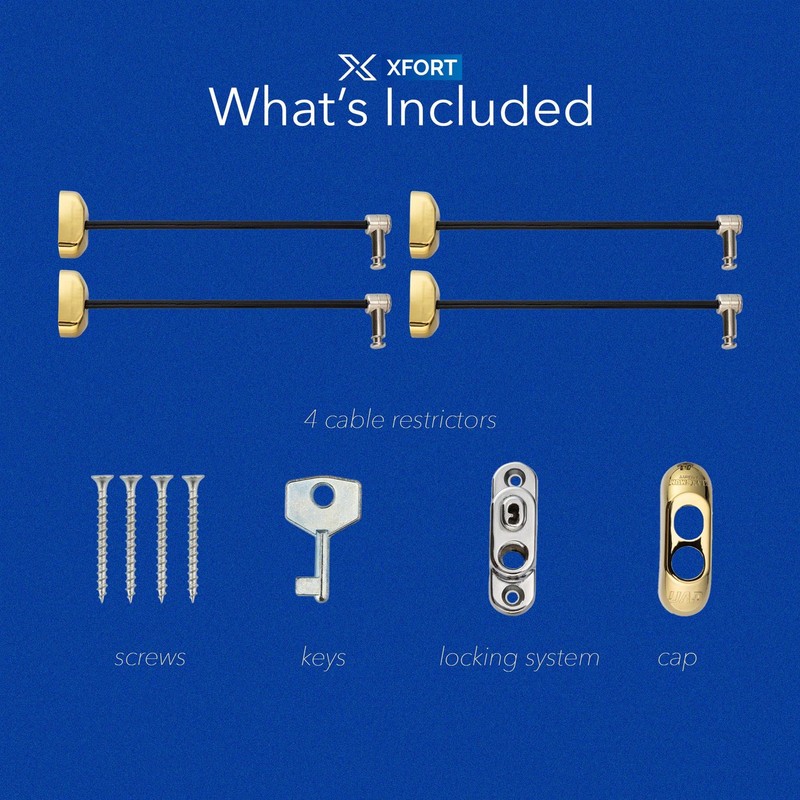 XFORT 4 Pack Viper Key Locking Cable Window Restrictor in