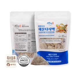 BC233 Korean Premium Blend Dried Dehydrated Mix Seafood, Anchovy, Kelp Healthy Assorted Soup Dashi Tea Pack (10g x 10 Tea Bag) (10g x 10 Tea Bag, Seafood)