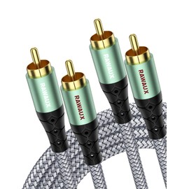 RAWAUX RCA Cable 3 m, RCA Stereo Audio Cable 2 x RCA Male to 2 x RCA Male Subwoofer Audio Cable for Speakers, Amplifiers, Home Cinema, TV and Hi-Fi Systems
