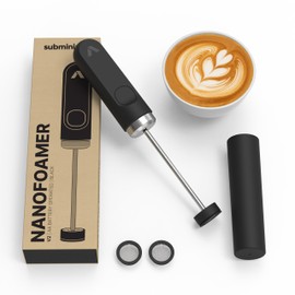 Subminimal NanoFoamer V2 Performance Milk Foamer | NEW Model Edition | Waterproof, Dual-Speed, Stainless Steel | Microfoamed Milk in 30 Seconds, Barista-Style Coffee Drinks Home