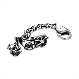 NKlaus 925 Sterling Silver Keyring on Byzantine Chain 4 cm Motorcycle Bike Chopper 8032, silver