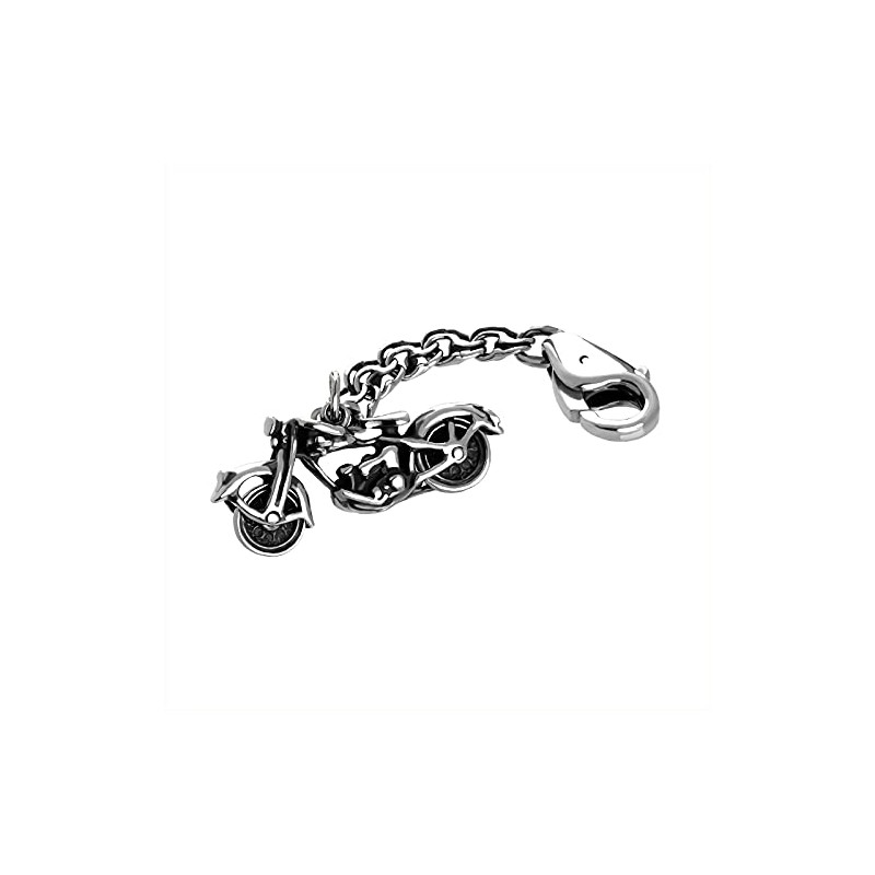NKlaus 925 Sterling Silver Keyring on Byzantine Chain 4 cm