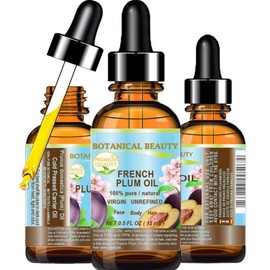 Botanical Beauty PLUM OIL French. 100% Pure Natural Virgin Unrefined Undiluted Cold Pressed Carrier Oil. For Face, Skin, Hair, Body, Lips, Nails (0.5 Fl.oz - 15 ml)