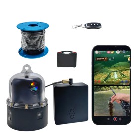 Multi-Scene Wireless Fish Finder HD Split-Screen Live View, Support IOS/Android Direct Connect, Kayak & Shore Fishing Preferredcolor: Black -Mobile console+30m depth temp camera+remote+box