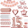 Nelotaor 15th Birthday Decorations for Girls, Rose Gold 40 Inch