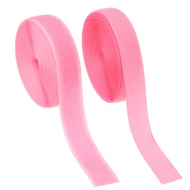 YELARXI Sew on Hook and Loop Tape, 1 Inch Width Non-Adhesive Back Nylon Sewing Fastener Strips Interlocking Fabric Tape 5 Yards Fit for Clothing Crafts Sewing DIY Project - (Pink)