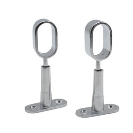 DOJA Barcelona Wardrobe Rail Oval Wall Mount Cabinet Rail Centre Support 30.5 x 15.5 mm Pack 4 Wardrobe Rail Holder for Oval Rod Wardrobe Rail Extendable Clothes Rail Holder