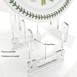 Vray Designs LLC - 2 Pcs Clear Acrylic Plate Holder, Elegant Dinnerware Display Stand and Holder with Acrylic Display - Holds 4 Plates - Made in USA