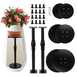 Plant Stand, Plant Risers for Inside Pots, Adjustable 12-21" with 3 Interchangeable Bases 6" 8" 10" - Metal Lifter for Tall Square Round Tapered Pots, Pot Filler Insert for Indoor Outdoor Garden, 2 PCS