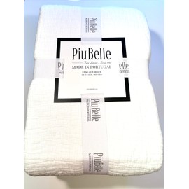 HOME GOODS Piubelle Piu Belle Portugal 100% Cotton-Hotel Luxury Matelasse All Season, Lightweight Quilt Coverlet Bedspread Textured Raised Patterns (King (U.S. Standard), Helena), White