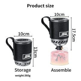 Brs-61 Camping And Backpacking Stove Cooking System 1500w Personal Cooking With Micro Adjustable Valve Burner Stainless Steel Aluminum Alloy Pot For Hiking Fishing Hunting